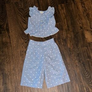 Blue Sleeveless Top and Shorts Set with White hearts